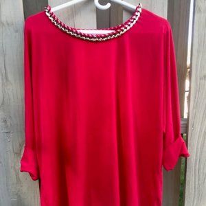 Calvin Klein woman's 3/4 sleeve red top, size 1X